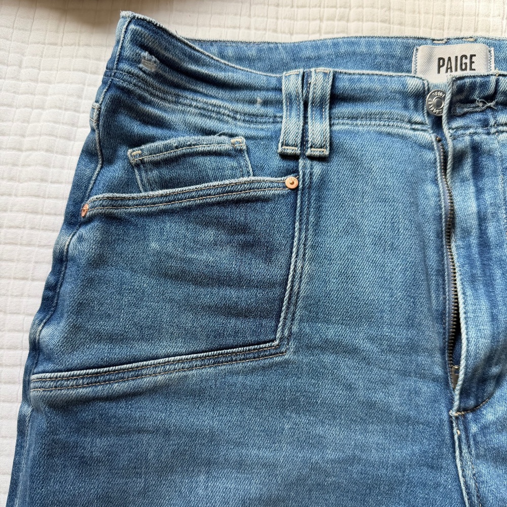 Paige Anessa Petite Wide Leg Cropped Jeans, Size 32 Petite, Sunnie Distressed - Picture 2 of 10